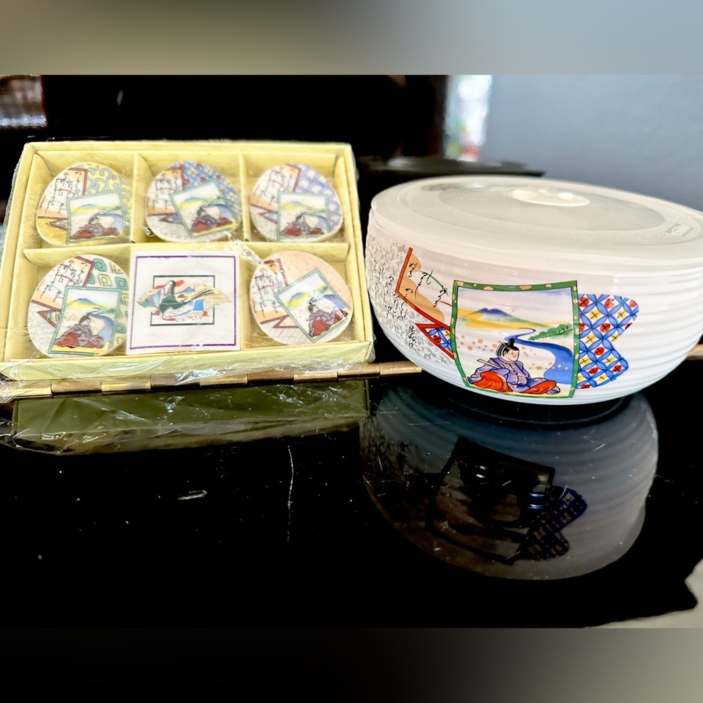 Japanese Bowl & Chopstick Rests Set